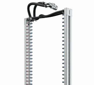 Dual rack liquid cooling manifolds shown side by side for data centre deployment