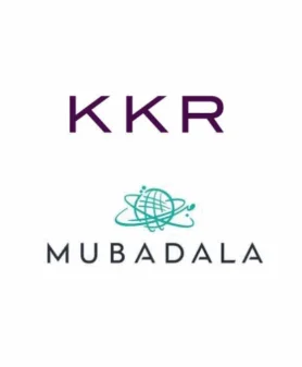 KKR and Mubadala corporate partner logos on white background.