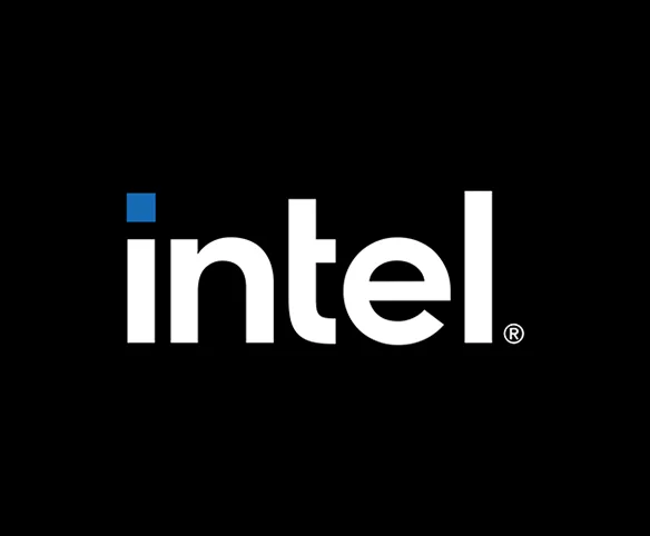 Intel logo displayed on black background