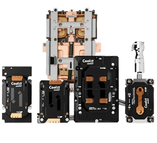 CoolIT coldplate product lineup displaying multiple direct liquid cooling designs