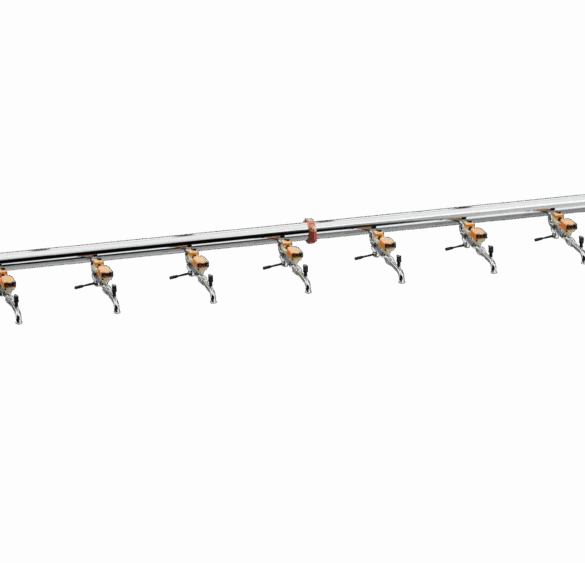 Extended metal rack manifold with multiple quick-connect ports for direct liquid cooling.