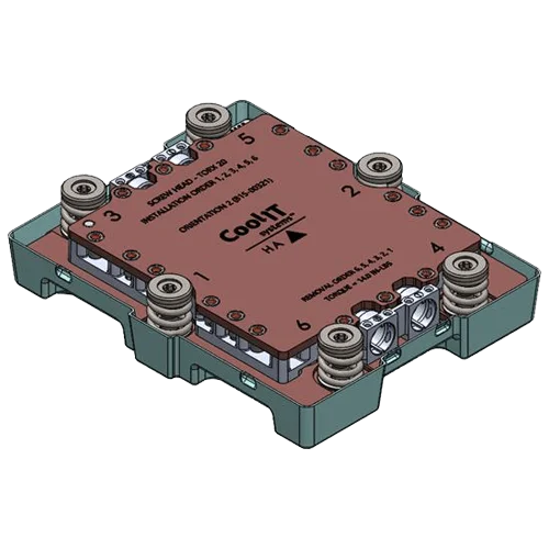 Direct liquid cooling coldplate for AMD MI250 GPU with spring-loaded mounting