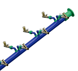 Polypropylene technology cooling loop manifold for scalable liquid cooling.