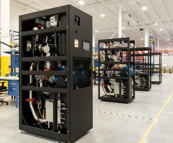 CoolIT cooling distribution units staged on manufacturing floor