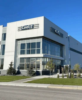 CoolIT manufacturing facility exterior with modern office and production space.